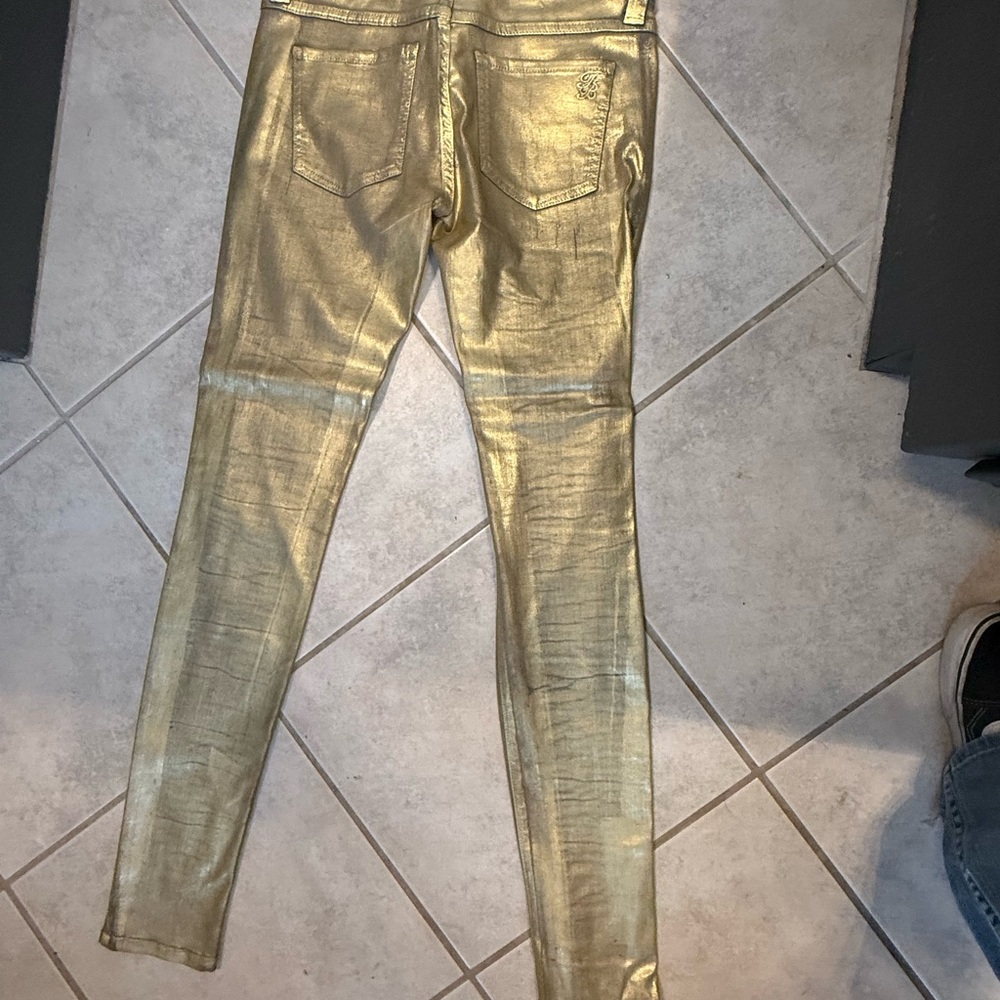 Vintage Rare frankie B Gold Metallic Skinny Jeans - Picture 5 of 5